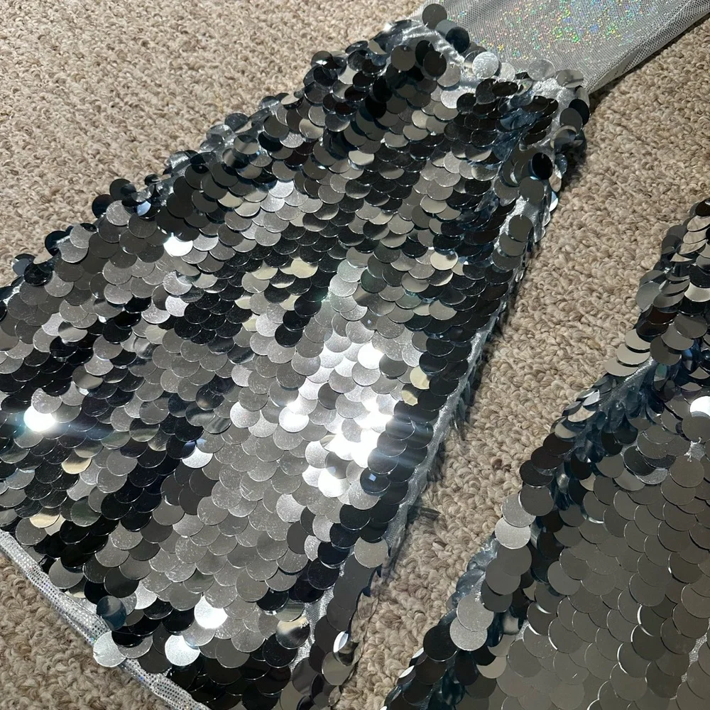 3/$24 Women’s Shiny Sequin Bellbottom Costume Pants - Picture 3 of 6